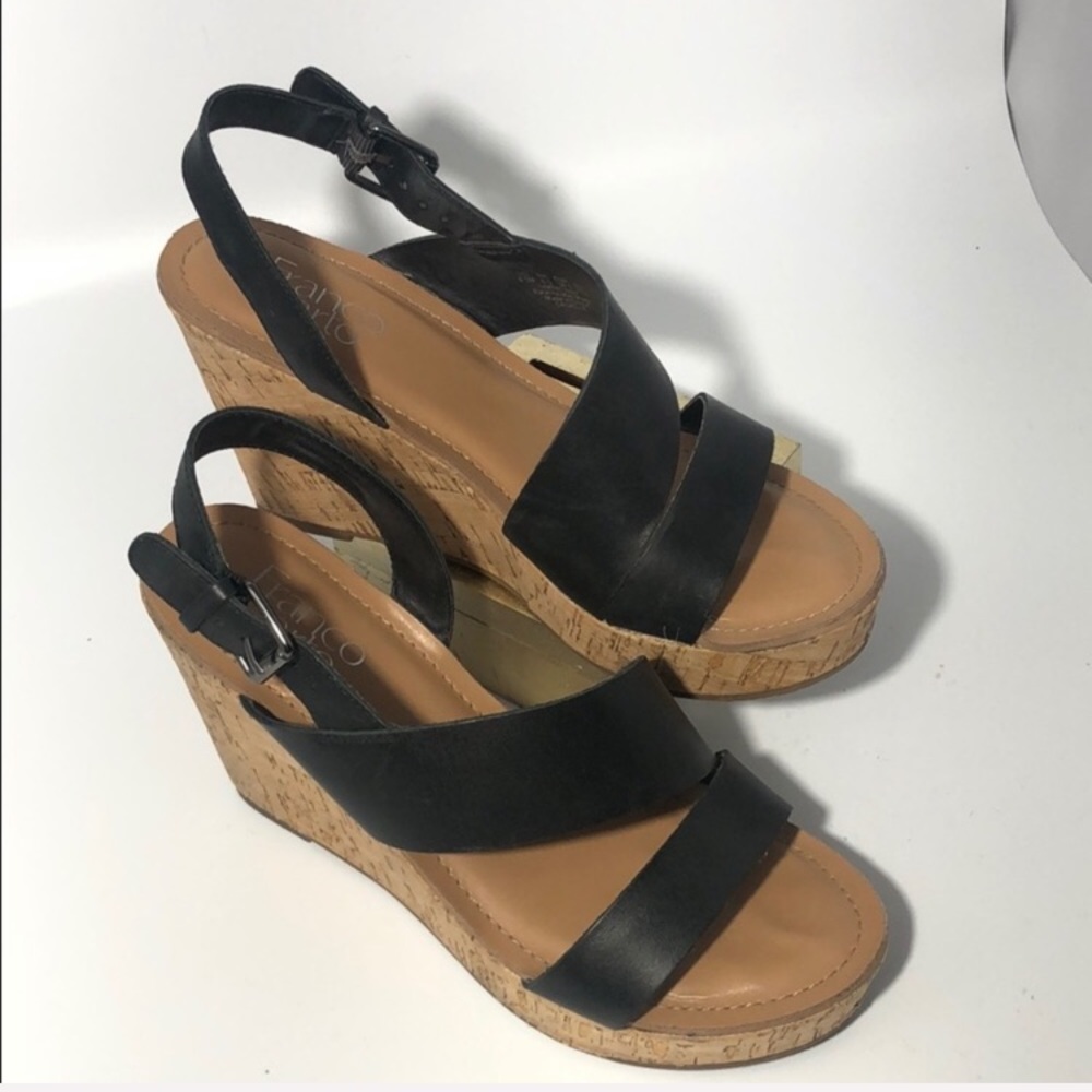 🔴- Franco Sarto Black Wedge Sandals
